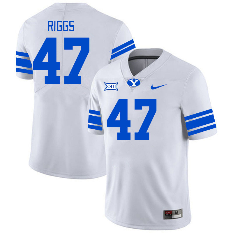 Men #47 Dalton Riggs BYU Cougars College Football Jerseys Stitched Sale-White